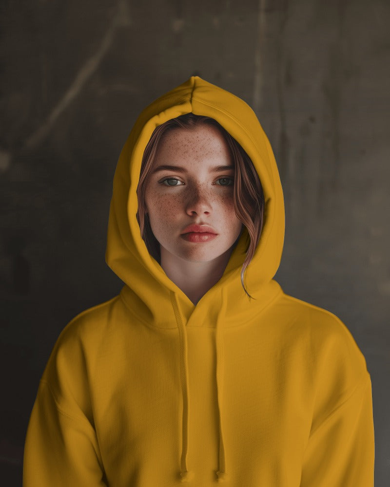 HOODIE SOLID MUSTARD COLOUR