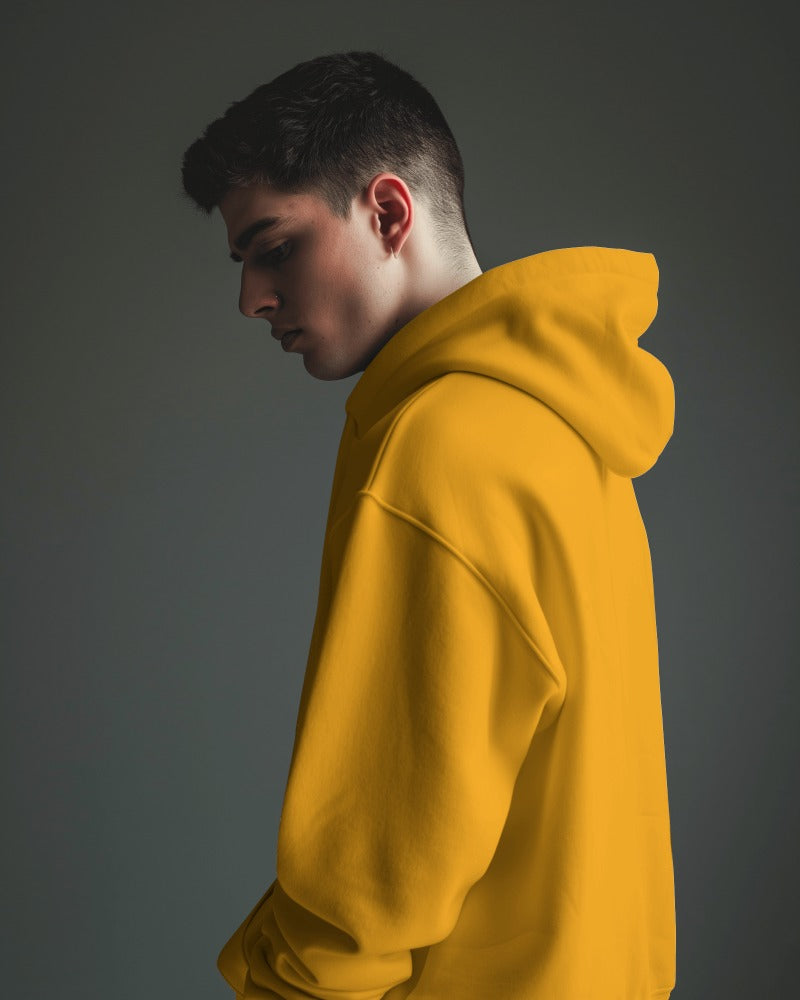 HOODIE SOLID MUSTARD COLOUR