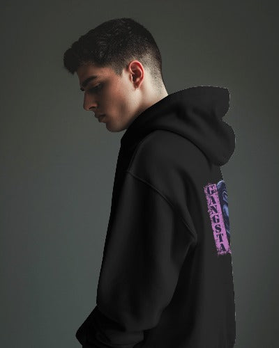 black printed hoodie